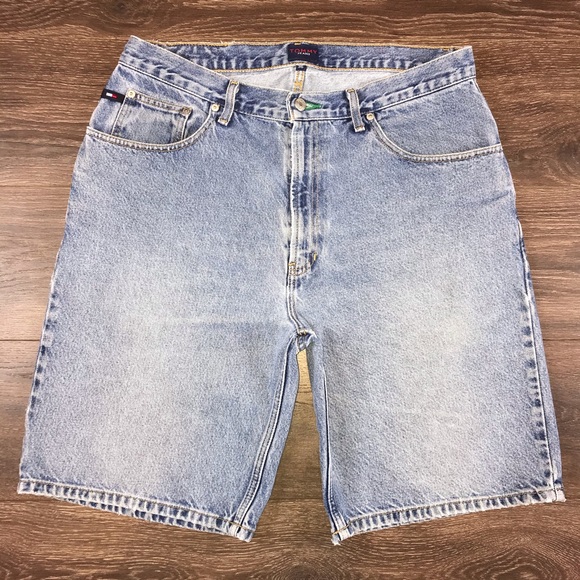 Tommy Jeans Mens Classic Y2K Vintage 2000s Blue Denim Faded Jean Shorts Size 36 - Picture 5 of 11
